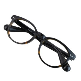 VisionGlobal Blue Light Blocking Glasses for Women/Men, Anti Eyestrain, Computer Reading, TV Glasses, Stylish Oval Frame, Anti Glare (Black Yellow, 1.00 Magnification)