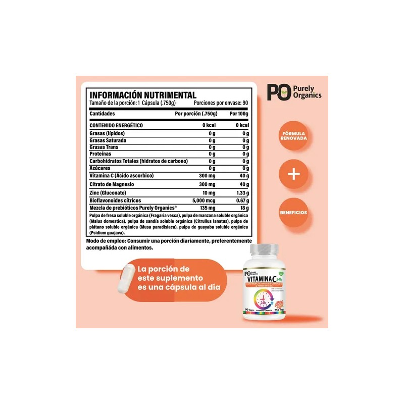 Purely Organics Combo 2 Vitamina C24h De Liberación Prolongada 90