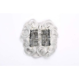 Short Combs Messy Curly Wavy Hair Extensions Bun Piece Up Do Drawstring Ponytail Clip in Comb Hair Extensions Chignon Silver Grey