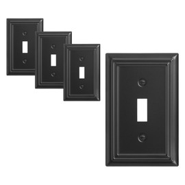DEWENWILS 4-Pack Toggle Wall Plates, Metal Light Switch Cover with Black Finish, Heavy Duty Face Plates for Home Decor