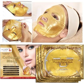 Crystal Collagen Gold Gel Face Mask 24k - Lujosa Mascarilla de Gel Antienvejecimiento - Mascarilla de Tela - Hidratante y Rejuvenecedora - Reduce Líneas Finas, Ojeras y Ojos Hinchados