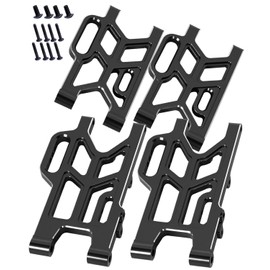 hopsupRC Aluminum Front Rear A Arms Upgrades Part for 1/8 Mojave 4X4 4S BLX,Alloy Front Rear Suspension A Arms Hops Up,Replaces ARA330789 4PCS,Black