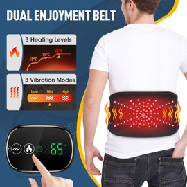 Electric Heating Mat for the Waist, Wireless Heated Back Belt, Abdominal Warmer, Lumbar Support with Exclusive Touch Screen, 3 Heating Massage Modes, to Relieve Lower Back with 5000 mAh