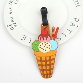 Cute Silicone Luggage Tag for Women Men Unique Travel Bag Tags Funny Colorful Identifier Suitcase Label (ice Cream)