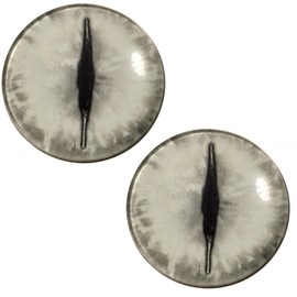 30mm Glow in The Dark Dragon Eyes - Glass Eyes Pair - Peel and Stick Adhesive Backing - for Art Dolls, Jewelry Making, Taxidermy, Scrapbooking, and More