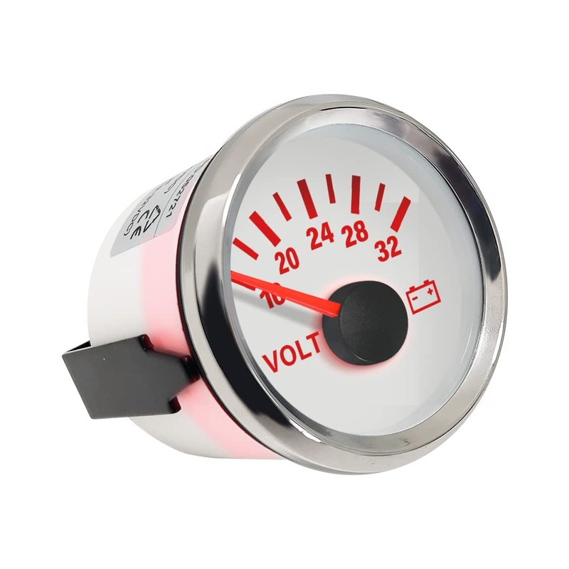 ELING 52mm(2") Voltmeter Volt Gauge 16-32V 24Volt with Red Backlight