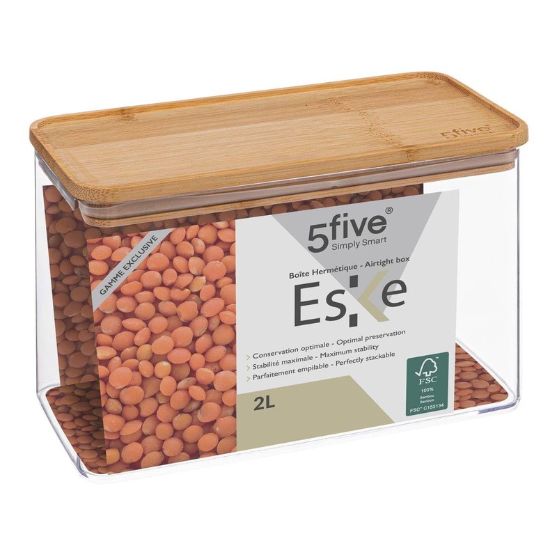 Storage container rectangular bamboo lid "eske" 2 l 5 five