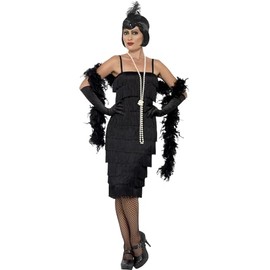 Adult Long Black Flapper Costume Dress size X LARGE