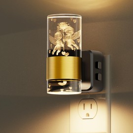 L LOHAS LED Night Lights Plug into Wall, Dusk to Dawn Sensor Nightlight, 9 Colors Changing,Adjustable Brightness,Acrylic Decorative Night Lights for Bathroom,Wedding,Birthday Gift