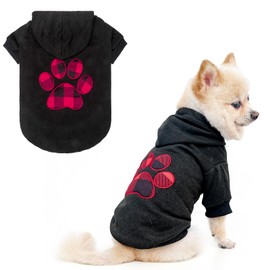 KOOLTAIL - Sudadera con capucha para perro a cuadros con sombrero y bolsillo para perros pequeños, medianos y grandes, chamarra suave de invierno cálido para clima frío, sudadera de forro polar con