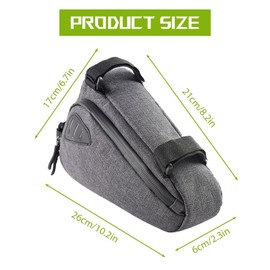 Bike Frame Bag, Waterproof Bicycle Triangle Frame Bags Detachable Top Tube Bag Bike Controller Bag Large Capacity Bike Accessories for MTB, Road Bike (Gray)
