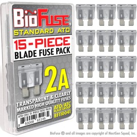 BioFuse Standard ATO 2A Fuse Set (15 Regular Fuses) Blade Group: ATO, ATOF, ATC, ATS, APR, Automotive, Car, Truck, SUV, RV, Boat, Marine