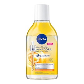 NIVEA Agua Micelar Iluminadora Infusionada con Serum 400ml +5% Suero con Vitamina C & E, remueve maquillaje a prueba de agua, efecto de suavidad y lum