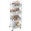 Sywhitta 4-Tier Plastic Rolling Utility Cart with Handle, Multi-Functional Storage
