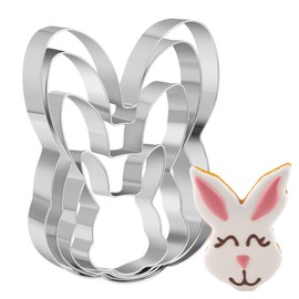 PTaizjjz Bunny Rabbit Cookie Cutter Set-5.1in,4.5in.3.5in,2.4in - 4 Piece Easter Bunny Rabbit Head Face Shaped Cookie Cutters - Stainless Steel