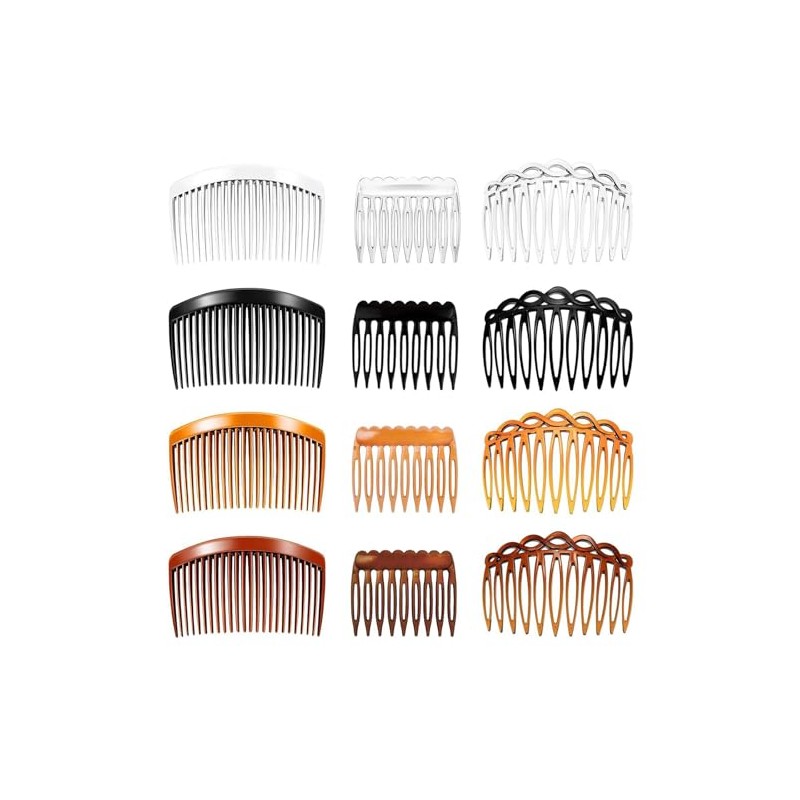 Peinetas Para Cabello Mujer, Set de 12 Peinetas en Negro,