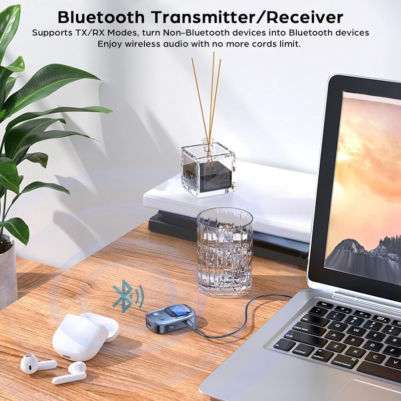 Roarrter Bluetooth 5.3 Transmitter Receiver Mini Portable Wireless Audio Adapter