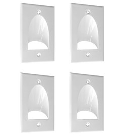 BestMounts - 4 Pack Inner Nose Behind Wall Cable Management TV Cord Hider for Wall Mounted TV - Single Gang Low Voltage Recessed Wall Plates Cable Pass Through for Wires, HDTV, HDMI (White)