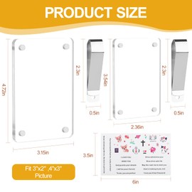 2Pcs Car Picture Holder ,Acrylic Magnetic Car Visor Photo Clip for 3" & 4" Photos - with Safe Driving & Love Messages Stickers, Meaningful Car Accessories Gift for Mother/Dad/Kid & Anniversary Present