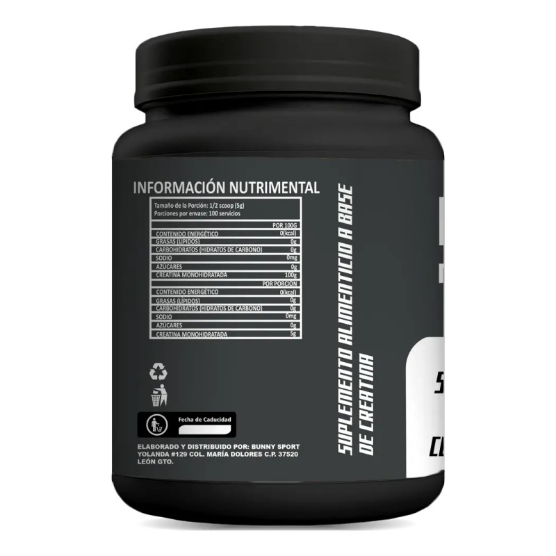 Creatina Monohidratada 500g Vitron Protein 100servis Polvo