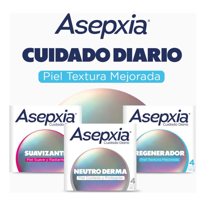 Asepxia 4 Pack Jabón En Barra Neutroderma Cara Y Cuerpo