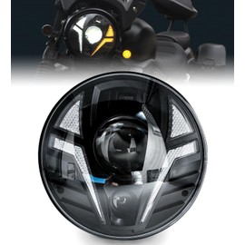 HENGTUAOTO 7inch LED Motorcycle Headlight Laser Light with White DRL Amber Turn Signal Compatible with Street Glide,Softail Heritage,Road King,Electra Glide