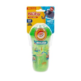 Nûby Nuby Insulated Cool Sipper Soft Spout Transition Cup - No-Spill - 9oz/270ml - Green Trucks