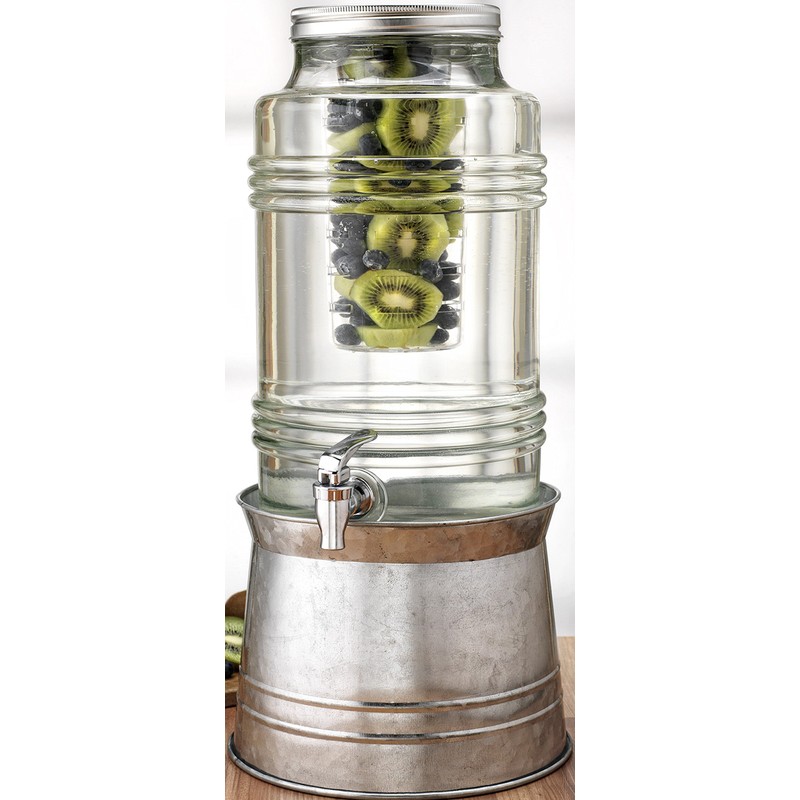 Circleware Breeze Glass Beverage Drink Dispenser with Stand Metal Base