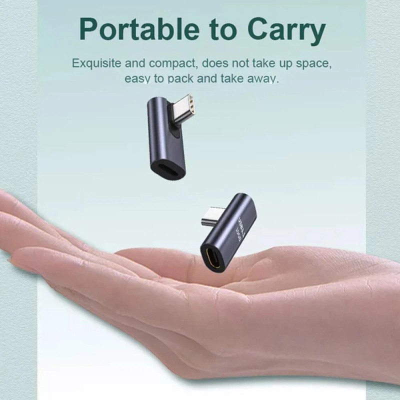 Universal 90 Degree USB-C Male to USB-C Female Adapter Data