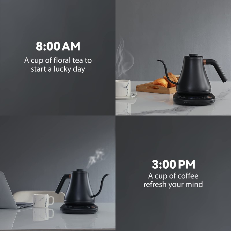 Mecity Electric Kettle Gooseneck Pour Over Kettle ±1℉ Temperature Control