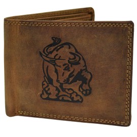 flevado RFID Protection Men's Wallet with Buffalo / Bull Embossing Genuine Leather, brown, Modern