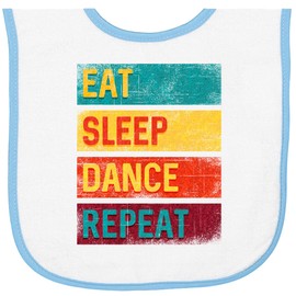 inktastic Dancing Eat Sleep Dance Repeat Baby Terry Cloth Bib White and Light Blue 33980