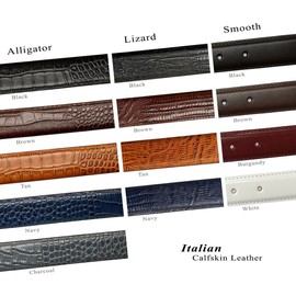 Towne Italian Calfskin Genuine Leather Designer Golf Dress Belt 1-1/8"(30mm) Wide (Alligator Brown, 34)