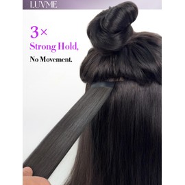 LUVME 2 Pack Real Human Hair Tape in Extensions Yaki Straight Natural Black 20Inch 80Pcs 2200g Double Sided Tape for Skin Weft Hair Extensions Black Seamless Extensions