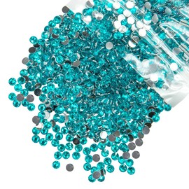 qiipii 2800PCS 4mm Blue Zircon Resin Crystal Rhinestones for Crafting Flatback Rhinestones Bulk SS16 Non-Hotfix Teal Blue Stones Diamonds Crystals Gems for Nails Face Mugs Tumblers Bottles DIY Crafts