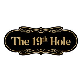 Signs ByLITA Designer The 19th Hole Sign (Black Gold) - Large