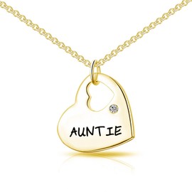 Philip Jones Gold Plated Auntie Heart Necklace Created with Zircondia® Crystals