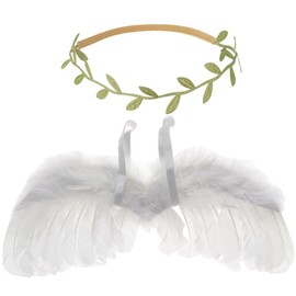 Kopida Unisex Newborn Baby Costume Outfit, Angel Wings + Leaves Hair Band Set, Photo Props for Babies Boys Girls