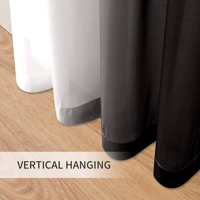 Melodieux Black Ombre Sheer Curtains Gradient Rod Pocket Voiles, 56x81