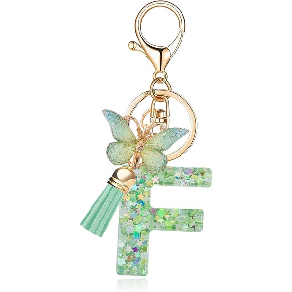 Frundoo Key Chain Letter Keyring Girl Keyring with Initial Letter