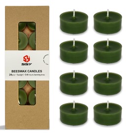 Green Tea Lights Candles Set of 24, Cedar Scented Long Burn for Christmas