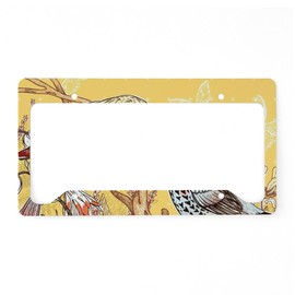 CafePress Pretty Birds License Plate Holder Aluminum License Plate Frame, License Tag Holder
