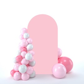 bricia Wedding Arch Backdrop Stand Cover, 6.6FT Double Sided Stretchy Arch Cover Fitted Wedding Birthday Party Banquet Decoration (Pink)