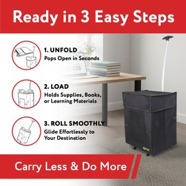 dbest products Bigger Smart Cart, Black Collapsible Rolling Utility Cart Basket Grocery Shopping Teacher Hobby Craft Art