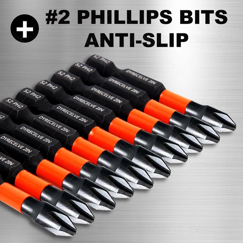 10-Pack Phillips Bits #2 Impact, 2-Inch Magnetic Phillips Head Drill