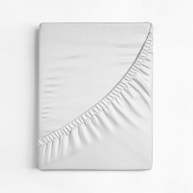 Nisaki Cotton Sateen Super-King-Size-Fitted-Sheet White 1pc, 100% Long Staple Cotton Luxury Bed Sheets, Soft Sateen Weave Super King Fitted Sheet Fits upto 40cm Deep (100% White Fitted Bed Sheets)