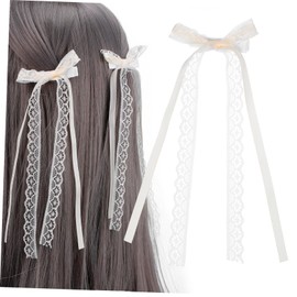 FOMIYES 2pcs Lace Bow Clip for Women Girls Bows Hair for Women Hair for Girls Ribbons for Clips