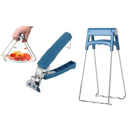 2 Pack Kitchen Hot Plate Gripper, Stainless Steel Bowl Clip, Kitchen Tongs Bowl Dish Pan Clips Tongs，Anti-Hot Bowl Dish Clip - Avoid Scalding Kitchenware Set (Lake blue)