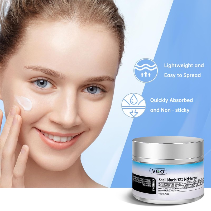 VGO Snail Mucin 92% Moisturizer Face Women Cream for Dry