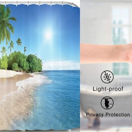 NiCoLa Shower Curtain Fabric Washable Bathroom Shower Polyester Fabric, 3D Shower Curtain with 12pcs Hooks for Bathroom